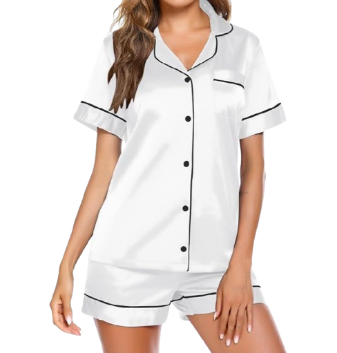 Button Down Sleepwear Soft Silk Loungewear